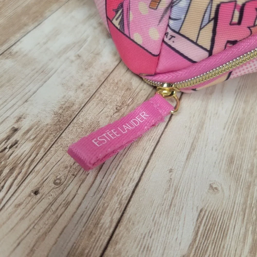 Estee Lauder Pink Comic Cosmetic Make Up Bag Tote